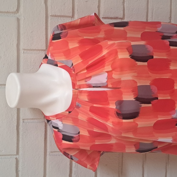 Worthington Coral/Gray/Black Short Sleeve Blouse. Size XL NWOT - Picture 2 of 9